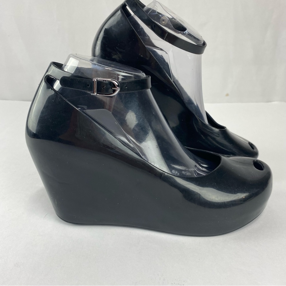 MEL BY MELISSA Womens 10 Black Gel Wedge Heels Shoes